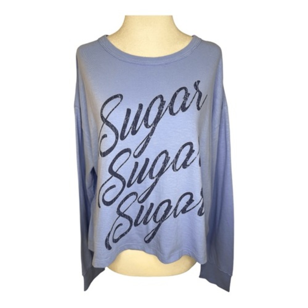 Aerie Blue Sugar Graphic Long Sleeve Sweatshirt Women's Medium